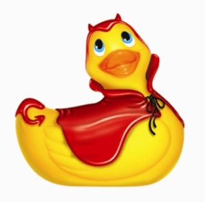 I Rub My Devil Duck - Yellow/Red